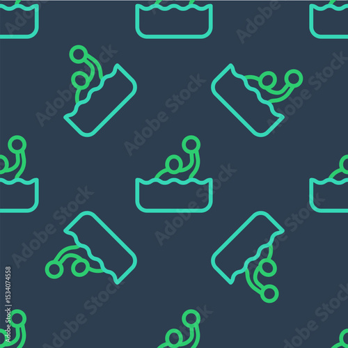 Line Water polo icon isolated seamless pattern on blue background. Vector