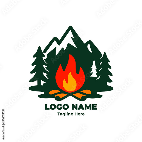 Explorer logo, outdoor badge, camping icon, mountain hiking emblem, forest trekking design for nature brand identity and adventure-themed sets