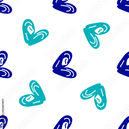 Blue Mussel icon isolated seamless pattern on white background. Fresh delicious seafood. Vector