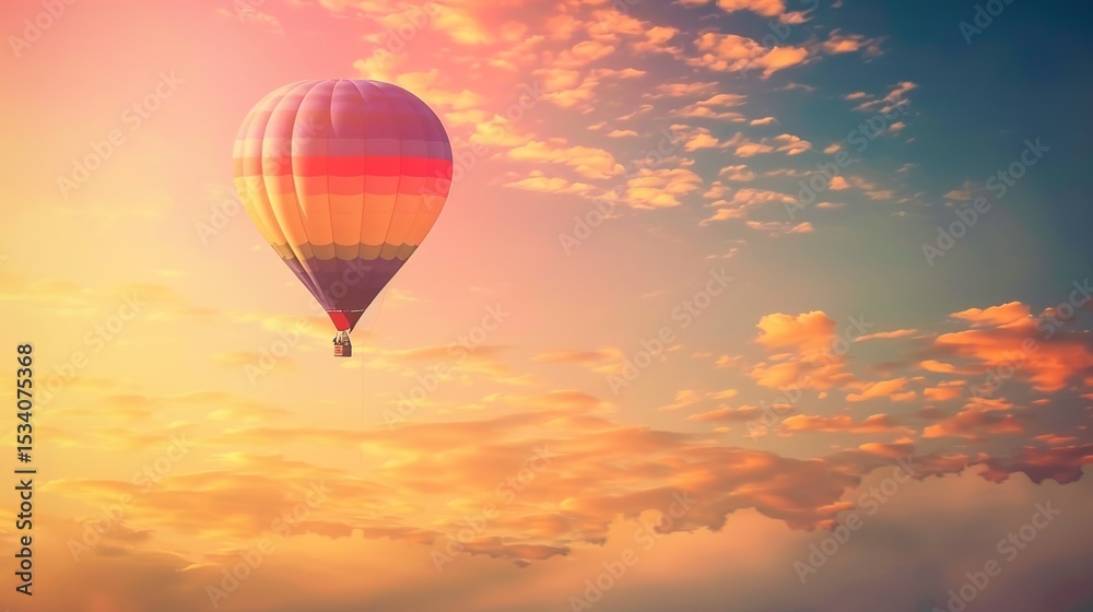 Fototapeta premium Dreamy Candy-Colored Hot Air Balloon: A Whimsical Soar Through Pastel Skies & Sugar-Coated Dreams — Embrace a Magical Flight Over Rainbow-Hued Landscapes, Where Fluffy Clouds Meet Swirling Cotton Cand