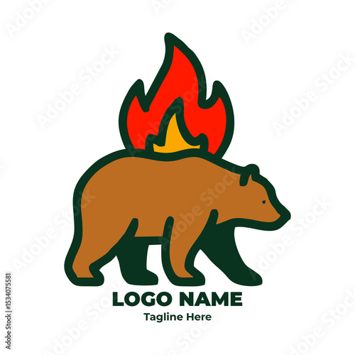 Outdoor camping logo, mountain hiking badge, forest adventure design, trekking icon, nature emblem for travel merchandise and vector branding content
