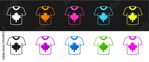 Set Hockey jersey icon isolated on black and white background. Vector
