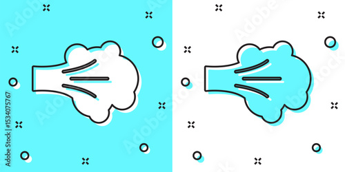 Black line Paint spray icon isolated on green and white background. Random dynamic shapes. Vector