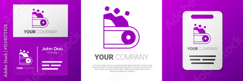 Logotype Conveyor belt carrying coal icon isolated on white background. Logo design template element. Vector