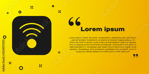 Black Wi-Fi wireless internet network symbol icon isolated on yellow background. Vector