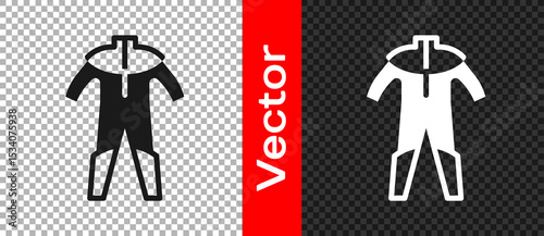 Black Wetsuit for scuba diving icon isolated on transparent background. Diving underwater equipment. Vector