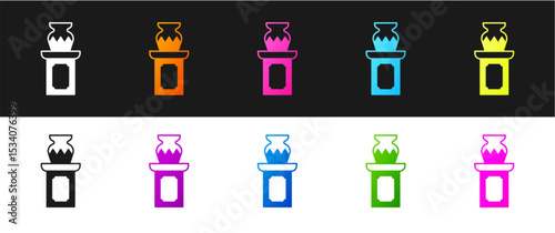 Set Auction ancient vase icon isolated on black and white background. Auction bidding. Sale and buyers. Vector