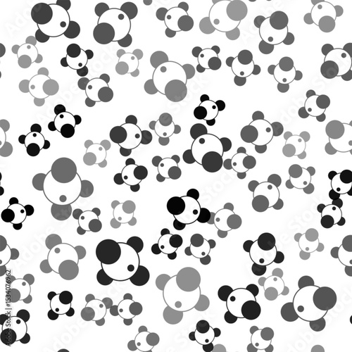 Black Molecule icon isolated seamless pattern on white background. Structure of molecules in chemistry, science teachers innovative educational poster. Vector