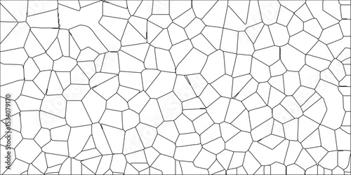 Abstract lines in black and white tone of many rectangle shapes. black and white stoke colors stone tile pattern. White color Broken Stained-Glass Background with black lines.