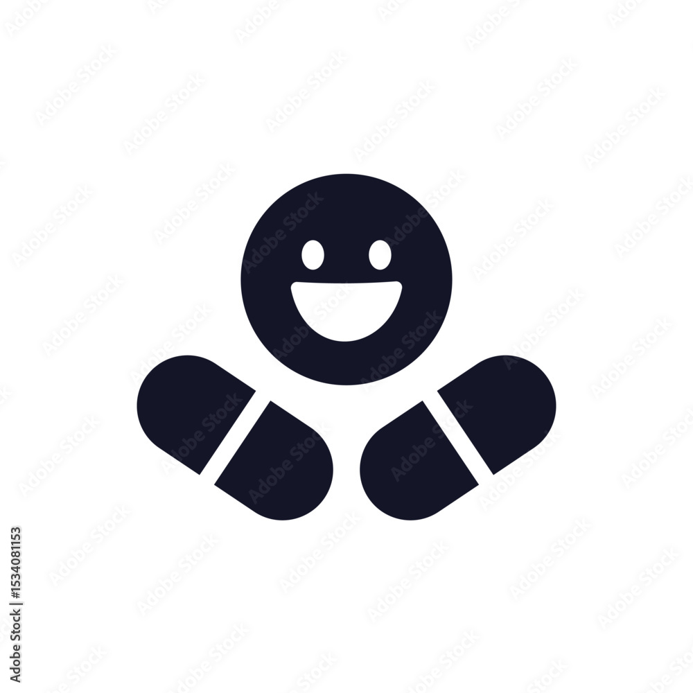 Obraz premium Antidepressant pills icon, pictogram on white