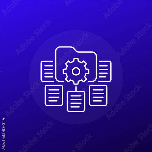 classification icon with folder, data management line design