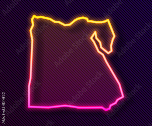 Glowing neon line Map of Egypt icon isolated on black background. Vector