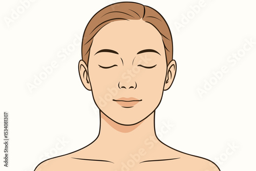 Peaceful woman with closed eyes in calm state expressing inner balance and mental health