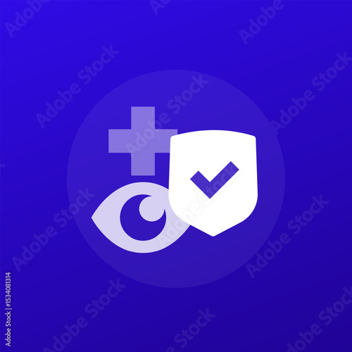 eye health icon with shield, transparent design