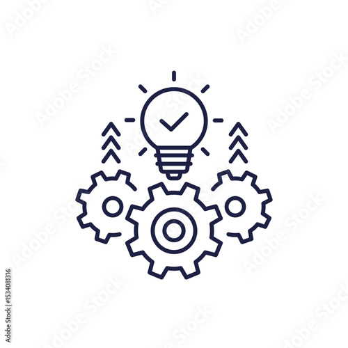 idea execution line icon with light bulb