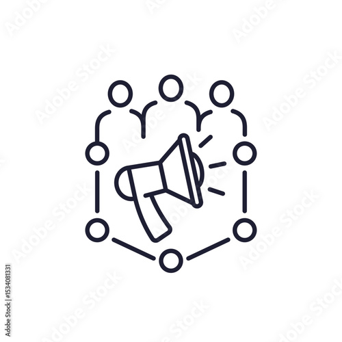 marketing and promotion icon with customers, line design on white
