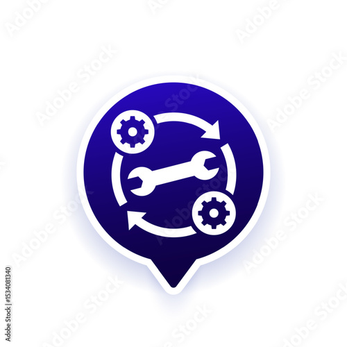 maintenance icon with wrench and gears, vector