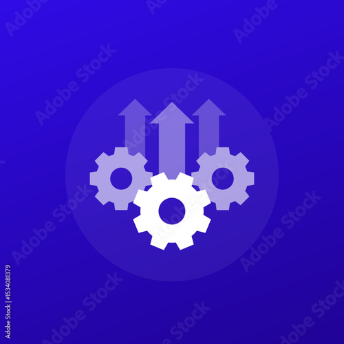 Operational excellence or production growth icon, transparent design