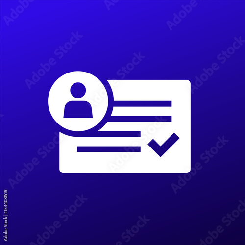verify ID icon, identity verification vector pictogram
