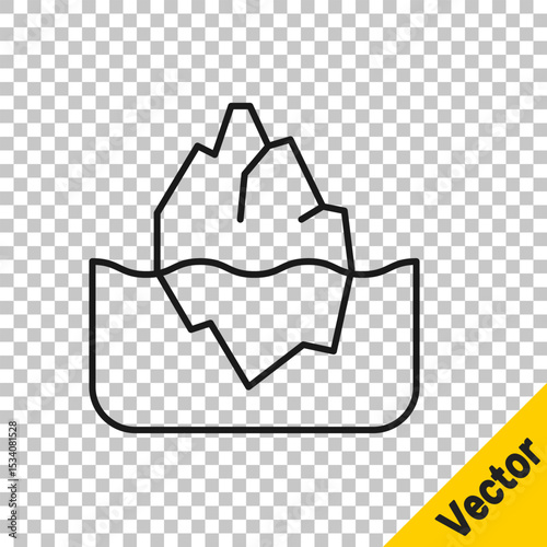 Black line Iceberg icon isolated on transparent background. Vector