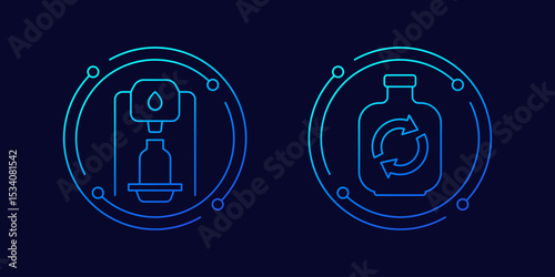water refill station icons, linear design
