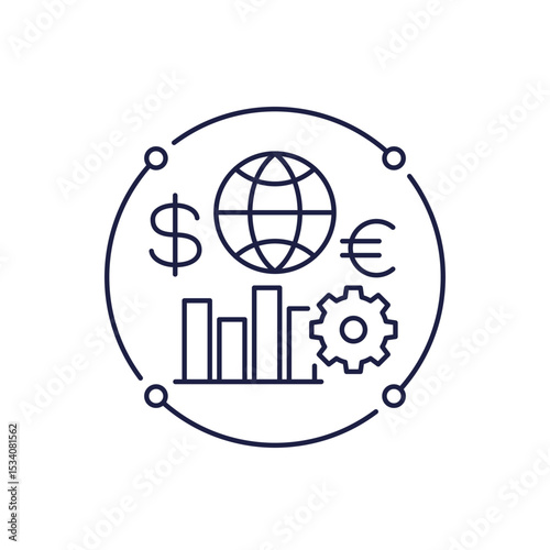world economy icon in line design