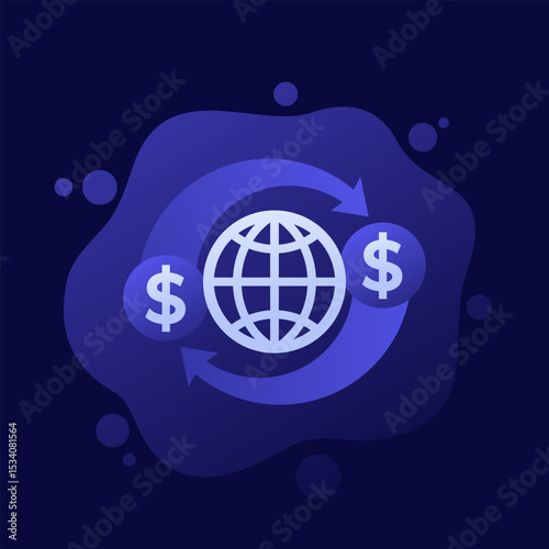 world economy or global business icon, vector design