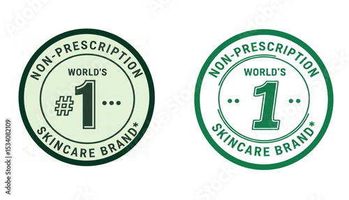World's Number One Non-Prescription Skincare Brand Badges | Green Seal Graphic for Marketing Materials and Promotional Content