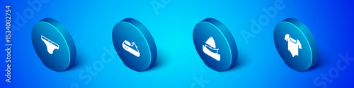 Set Isometric Swimming trunks, Yacht sailboat, Swimsuit and Jet ski icon. Vector