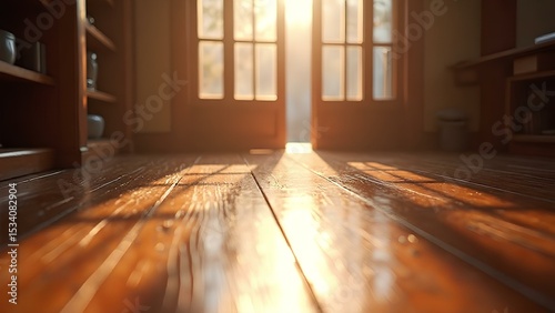 empty room with wooden floor Generative AI