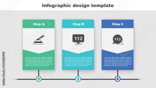Set Fire hose reel, Emergency call and . Business infographic template. Vector