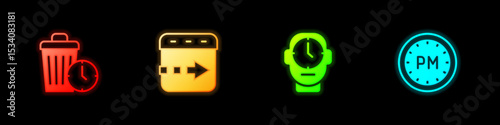 Set Waste of time, Time flies on the clock, Clock and Day icon. Vector
