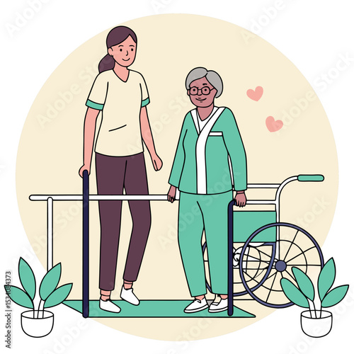 Supporting Mobility Senior Care and Rehab at Home concept