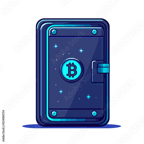 Blue Vault Depicting Bitcoin Security Concept Digital Asset Protection and Secured Cryptocurrency Storage