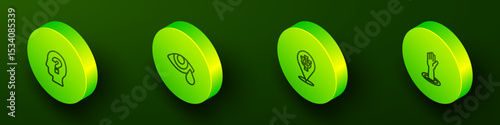 Set Isometric line Head with question mark, Tear cry eye, Psychology, Psi and Helping hand icon. Vector