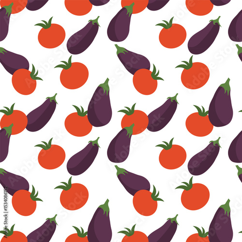 vector tomato and eggplant seamless pattern background design