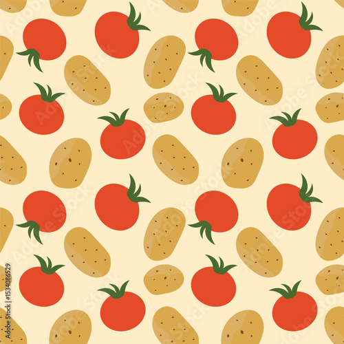 vector tomato and potato pattern design, seamless pattern of vegetable