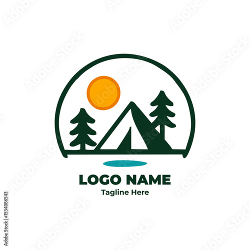 Weekend adventure logo for camping hiking outdoor trail forest badge trek gear journey tent wilderness trip explore nature emblem symbol design branding