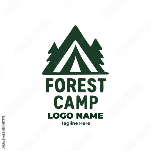 Nature emblem badge for camping hiking outdoor adventure trail forest trek logo journey gear tent wilderness explore trip symbol design branding
