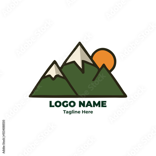 Outdoor camping tent logo for forest trail hike badge adventure journey nature gear trekking emblem wilderness symbol explorer trip design branding