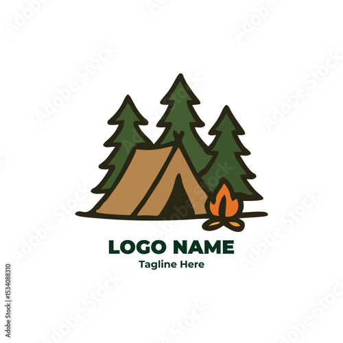 Explorer badge logo for camping hiking outdoor trail adventure forest journey nature trip emblem wilderness trekking gear design tent brand