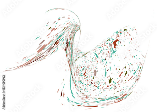 Strokes and splashes in different directions of multi-colored paint on a white background. Multi-colored dust particles and debris, paint splashes, strokes are carried away by the wind