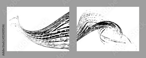 Strokes of black paint on a white background. Set of two templates. Graffiti element. Design template for the design of banners, posters, booklets, covers, magazines. EPS 10