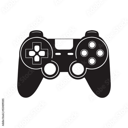 A modern video game controller or gamepad isolated for gaming and entertainment, featuring various buttons for play and control game controller silhouette