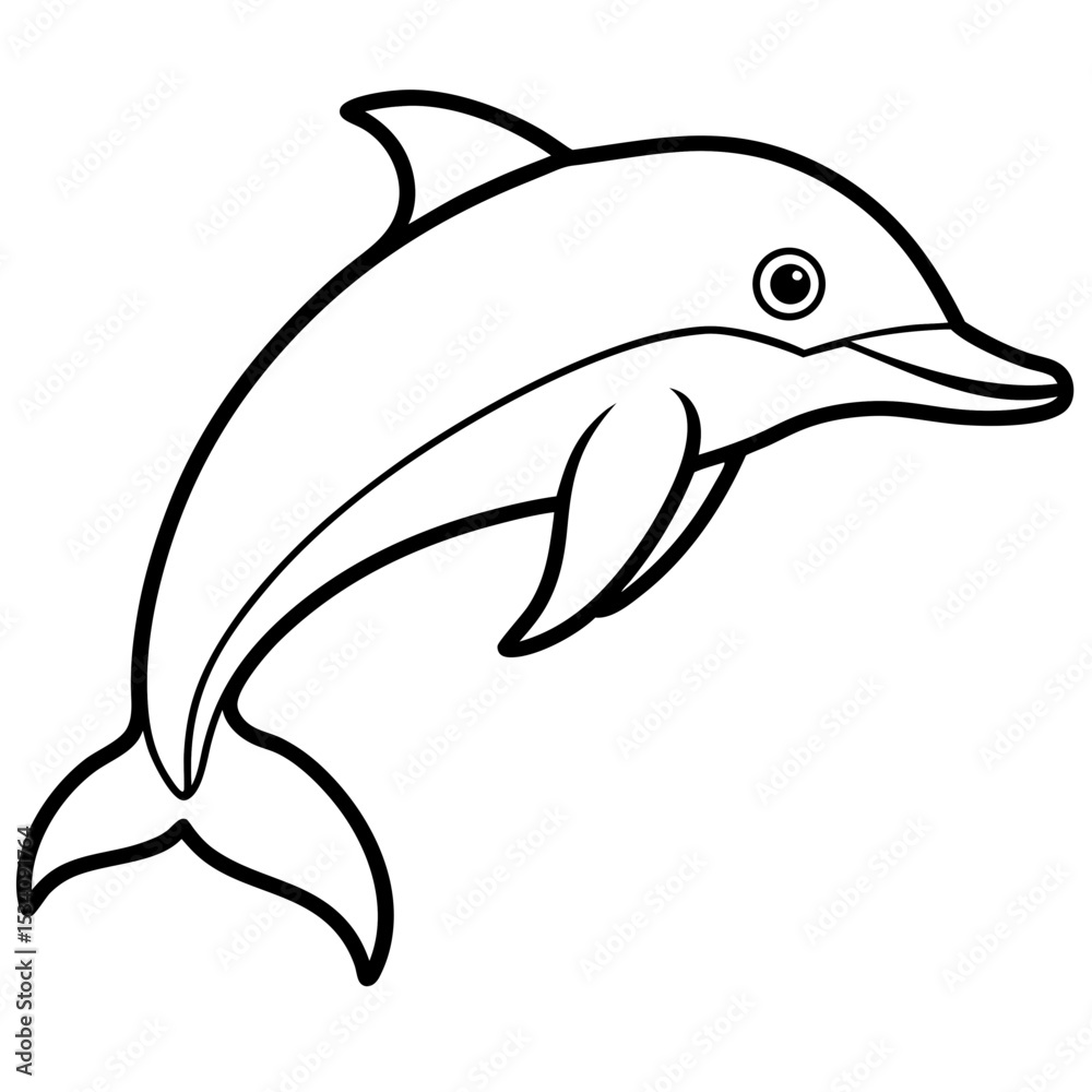 Fototapeta premium Dolphin Drift line art vector 
