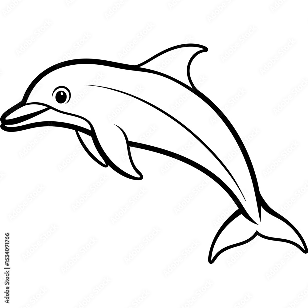 Obraz premium Dolphin Drift line art vector 