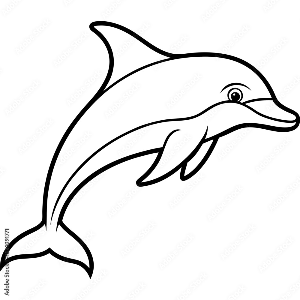 Fototapeta premium Dolphin Drift line art vector