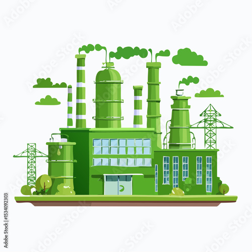 crafted green cardboard factory embodying green washing