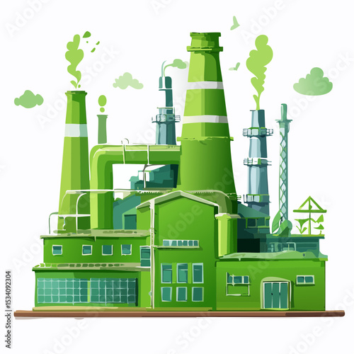 crafted green cardboard factory embodying green washing