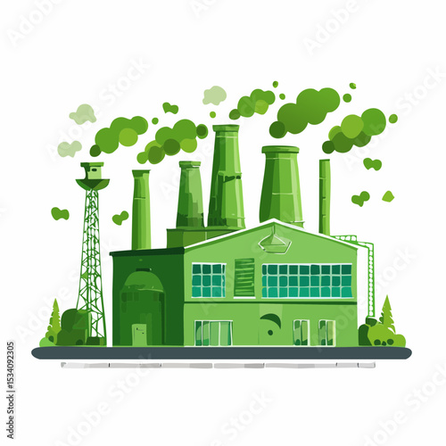 crafted green cardboard factory embodying green washing